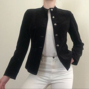 AK Anne Klein Stretch Velvet Military Style Jacket